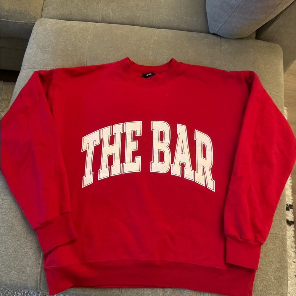 red THE BAR hoodie